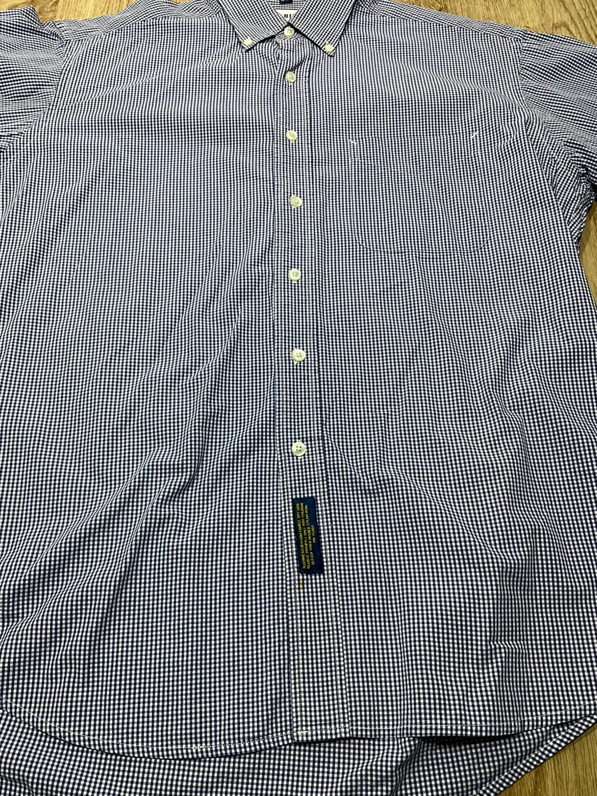 Chemise Tommy Hilfiger Crest 16-33 Vintage 100% Coton Vichy Bleu Marine – photo 4